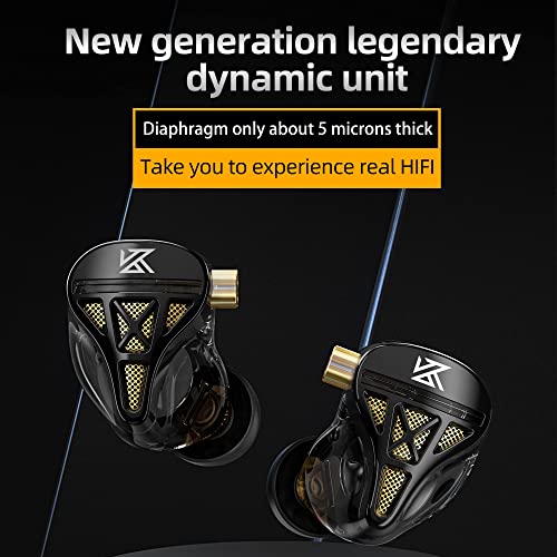 IEM Headphone with Mic,KZ DQS Gaming Earbuds,Bass Clear Wired Earphones - color: KZ DQS-Black, size: with MIC