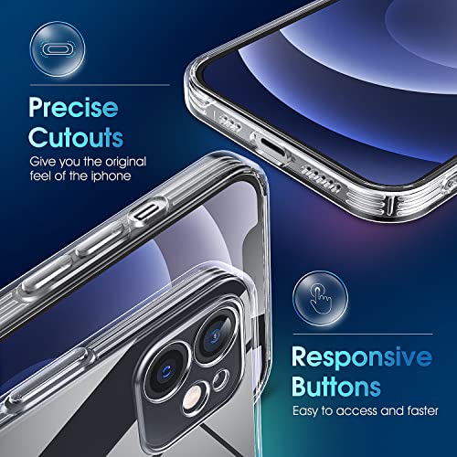 Supdeal Crystal Clear Case for iPhone 12, [Not Yellowing] [Camera Protection] [Military Grade Drop Tested] Transparent Shockproof Protective Soft Silicone Slim Cover, 6.1 inch, Transparent - color: Transparent, size: iPhone 12