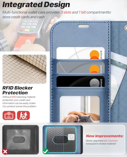 OCASE for iPhone 17 Detachable Wallet Case with Card Holder, 2 in 1 PU Leather Flip Folio with RFID Blocking Stand Wrist Strap Shockproof Phone Cover 6.3 Inch 2025, Light Blue - color: Light Blue, size: iPhone 17