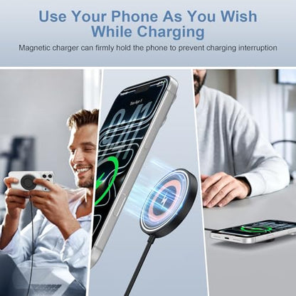 Samsung S26 Ultra Wireless Charger Fast Charging Pad Magnetic Charger for Samsung Galaxy S26 Plus/S25 Ultra/S24/S23/S22/2Pack 15W Fast Magsafe Charger Pad with USB A Adapter for iPhone 17 Pro/16/15/14 - color: Black