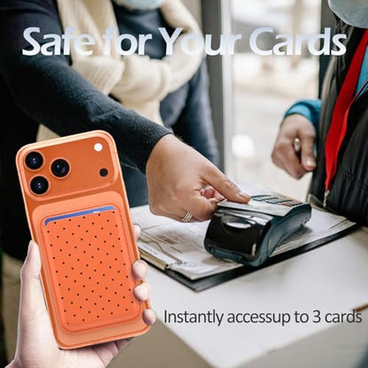for Magsafe Card Holder | Black Polka Dot Leather Magnetic Wallet - color: Polka Dot A