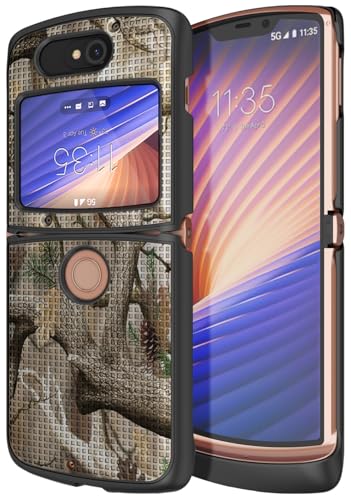Grid Series for Motorola RAZR 5G (2020) Flip Phone Case - Camo | Slim Hard Shell Cover, Satisfying Texture, Matte, For Moto XT2071 - color: Autumn Camo (Black)