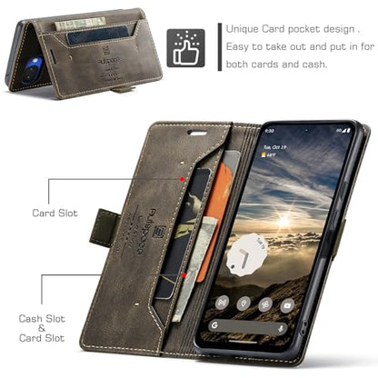 HAII Case for Google Pixel 10a 6.3",PU Leather Folio Flip Wallet Case with Card Holster Stand Kickstand Magnetic Closure Shockproof Phone Cover for Google Pixel 10a (Coffee) - color: Coffee