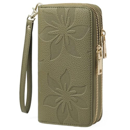GOIACII Women's Wallet RFID Blocking Leather Wristlet - color: A14 Matcha Green