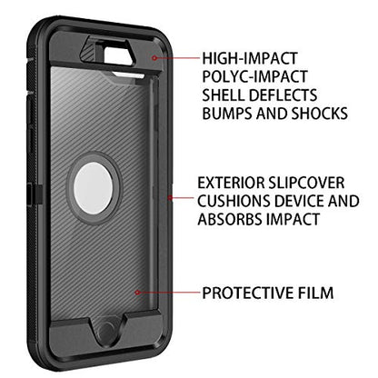 I-HONVA for iPhone SE 2022/2020 Case Built-in Screen Protector Shockproof Dust/Drop Proof 3 in 1 Full Body Rugged Heavy Duty Cover for Apple iPhone SE 3rd/2nd Gen 4.7, Black - color: Black