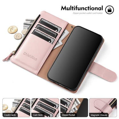 Shieldtop Compatible with Samsung Galaxy S23 5G Wallet Case with Card Holder,Women Men RFID Blocking PU Leather Flip Cover Wrist Strap Zipper Credit Card Slots,Phone Case for S23 5G 6.1",Rose Gold - color: Rose Gold, size: Galaxy S23 - 6.1"