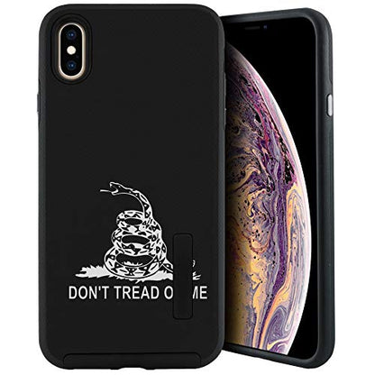 CasesOnDeck Case Compatible with [Apple iPhone X | iPhone Xs][Grip Tactical] iPhone Xs Hybrid Bump and Drop Protection Case Slim Fit Dual Layer Cover (Don't Tread on Me) - color: Donâ t Tread on Me