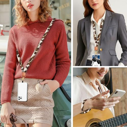Cell Phone Lanyard Adjustable Crossbody Strap, Cute Phone Neck Wristlet Wrist Strap Patch for Keys Case Accessories - color: Retro Brown Cowhide