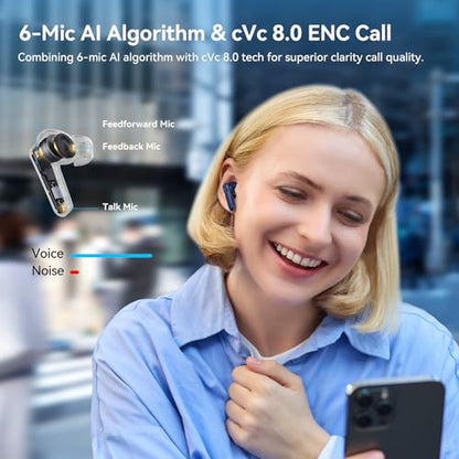EarFun Air Pro 4 Adaptive Hybrid Noise Canceling Wireless Earbuds, 6 Mics - color: Royal Blue