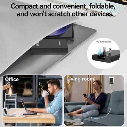 65W GaN Flat USB C Wall Charger with Folding Travel Dual USB-C Port,Fast Charging with PPS for for MacBook, iPhone 17/16/15/14/13/12/11/Pro Max/XS/XR,Galaxy S24/S23/Note20, Pixel 9/8,Black