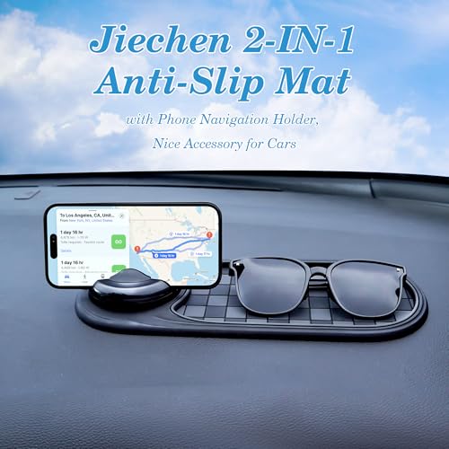 Universal Anti-Slip Car Dashboard Mat with 360° Rotating Phone Holder – Multi-Functional Organizer Pad for Phones, Sunglasses, Keys, and Daily Essentials (Gray Black) - color: Gray Black