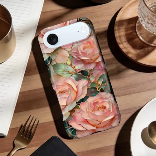 Case for iPhone 17 Air | Anti-Slip Side Handle| Bold Protective Design | Compatible with MagSafe | Stained Glass Pink Flower | - color: Stained Glass Pink Flower, size: iPhone 17 Air