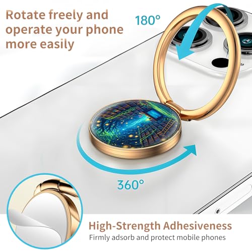 Cell Phone Ring Holder, Cute Metal Phone Grip Stand Finger Ring Kickstand, Flexible 360°Rotation Phone Tablet Case Accessories Compatible with Most Phones Forest Book Shelf - color: Forest Book Shelf