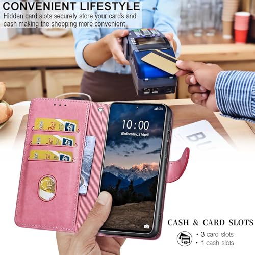for Samsung Galaxy S24 FE Wallet case, Pink-Girl | 3 Card Holders, Kickstand, Shockproof TPU Shell, PU Leather, Magnetic Closure, Protective Flip Folio Cover, Women - color: 1