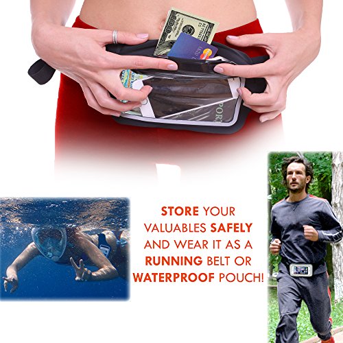 Ultimate Black Waterproof Running & Swimming Belt - Essentials Holder for Gym, Beach, Kayaking, Ski - Fits iPhone, Samsung - Touchscreen IPX8 Dry Waist Bag Pouch - Adventure-Ready Performance - color: Stylish Black