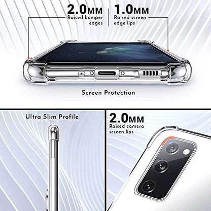 Shields Up for Galaxy S20 FE Case, Minimalist Wallet Case with Card Holder [3 Cards] & Ring Kickstand/Stand, [Drop Protection] Slim Protective Cover for Samsung Galaxy S20 FE 5G - Clear | Minimalist Wallet Case, 3 Card Slots, 360° Rotation Ring Stand/Kick
