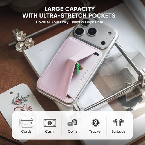 VULKIT Credit Card Holder for Phone case, Slim Adhesive Phone Wallet Stick On for Men & Women, Compatible with Most Cell Phones, Soft Lilac - color: Soft Lilac