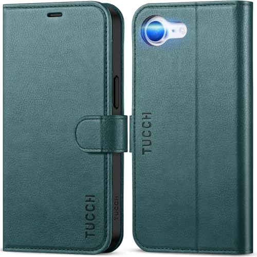 TUCCH Case Wallet for iPhone 17e/16e (6.1"), RFID Blocking Folio, Teal Blue | 4 Card Holders, Kickstand, PU Leather, Magnetic Closure, Shockproof TPU Shell, Protective Flip Cover - color: Textured Teal Blue