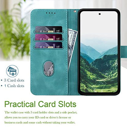 for Samsung S21 Case Wallet Card Holder Strap (Green) | PU Leather Pattern, Card Slots, Cash Pocket, Kickstand, Magnetic Closure, Flip Cover, TPU Inner, Shockproof Protective - color: Green