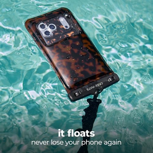 Case-Mate IP68 Waterproof Large Phone Pouch - Tortoiseshell | Touchscreen Floating Waterproof Phone Case with Crossbody Lanyard - Fits All Phones - Beach Cruise Ship Travel Essentials - color: Tortoiseshell