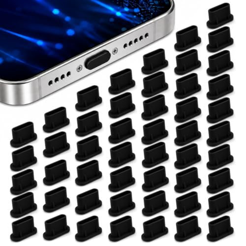 USB C Dust Plugs 50 Pack with Cleaning Brush, Charging Port Covers, Black - color: Black, 50 Pack