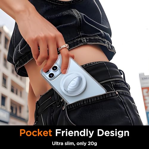 Upgraded Magnetic Phone Grip, Liquid Silicone Soft and Portable, Removable Finger Loop Ring Grip Holder for iPhone, Strong Magnetic Attraction, Compatible with MagSafe Phone Case, Baby Blue - color: Baby Blue