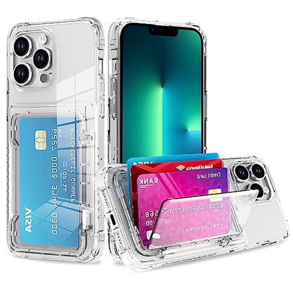 Wallet Case for iPhone 14 Pro Max with 3 Credit Card Holder Slot | Shockproof Hybrid Heavy Duty Protection Transparent Phone Cover (Clear) - color: Clear, size: iPhone 14 Pro Max