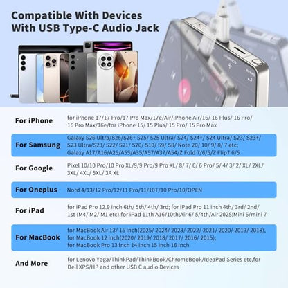 USB C Earbuds Wired Headphone for iPhone 18 Pro Max 17 16 17e,White - color: White