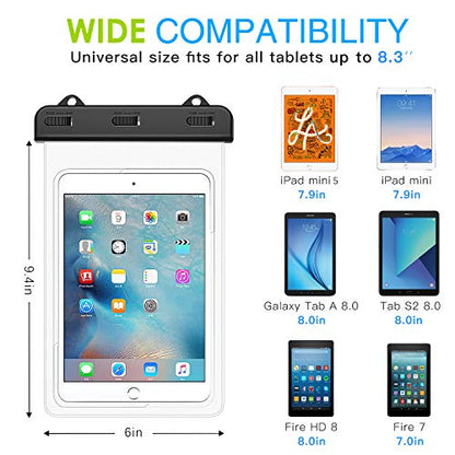 MoKo Waterproof Tablet Case, Waterproof Tablet Pouch Up to 8.3 in, Clear | Compatible with iPad Mini 2019/4/3/2, Samsung Tab 5/4/3, Galaxy Note 8, Tab S2/Tab E/Tab A 8.0, LG G Pad III 8.0 - color: Clear