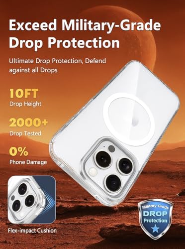 C&M Design for iPhone 16 Pro Clear Case: 16 Pro Phone Clear Case Magnetic Military Grade Drop Protection Anti Yellowing Cell Phone Cover - Rugged Shockproof Protective Bumper Transparent Cases(Clear)