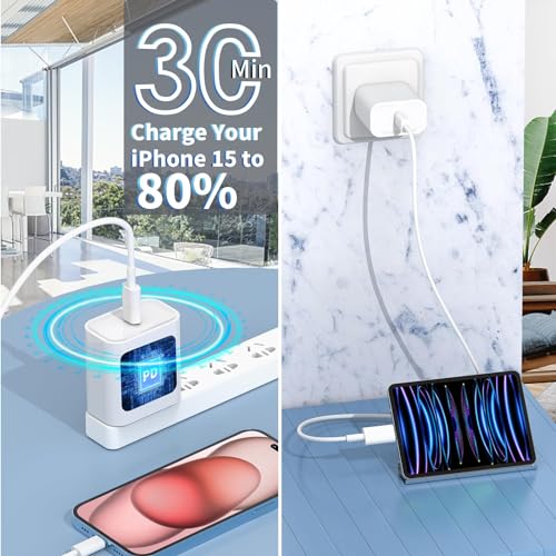 iPhone 17 16 Charger Fast Charging, 20W USB C Wall Charger +Woven 6FT Cable - size: 6FT_2Pack