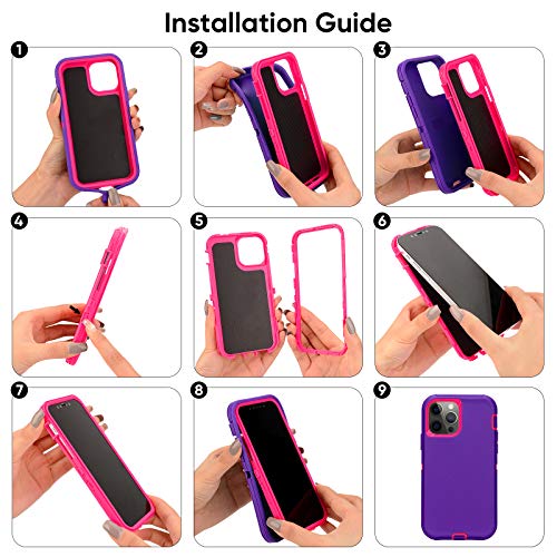 Sansunto for iPhone 13 Case, Phone Case for 15 & 14, Protective Heavy Duty Shockproof 3 in 1 Silicone Rubber Cover, Rugged Hybrid Durable Phone Case for iPhone 6e in 6.1 Inch - color: Grey/Pink