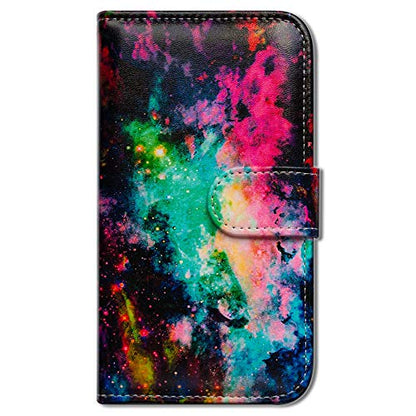 Bcov Case for Galaxy S25 FE, Colorful Universe Sky Leather Flip Phone Case Wallet Cover with Card Slot Holder Kickstand - color: Colorful Universe Sky