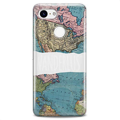 TPU Case Compatible for Google Pixel 9 8 Pro 7a 6a 5a XL 4a 5G 2 XL 3 XL 3a Flexible Silicone Print Quote Globe Journey Trip Clear Traveling Girls Slim fit Wanderlust Soft Design Cute Map - color: Map Print