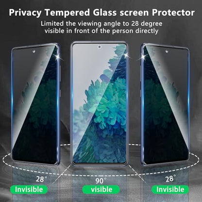 3 Pack Privacy Screen Protector Designed for Samsung Galaxy S20 FE,Full Coverage Anti-Spy Tempered Glass Film,9H Hardness,Anti-Fingerprint,Bubble Free,Easy to Install - color: Galaxy S20 FE FK3