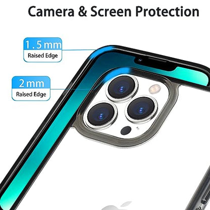 JJGoo Compatiable with iPhone 13 Pro max Case Clear, Transparent Shockproof Phone Case, Slim Anti-Scratch Hard PC Back Protective Cover Bumper, Transparent Black - color: Transparent Black