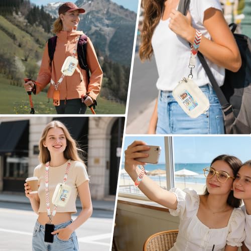 Clip and Go Strap for Phone with Wallet Crossbody Lanyard (Orange White) - color: Orange White