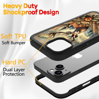 Compatible with iPhone 14 / iPhone 13 Case – Rugged Full-Body Protective Cover for Women Men Dual Layer Shockproof Bumper, Heavy-Duty Phone Case - Deer Flower Mountain 094 - color: Deer Flower Mountain 094