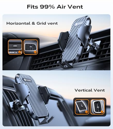 VICSEED 2026 Upgrade Ultra Stable Car Phone Holder Mount [Never Fall Off & Won't Break] Universal Air Vent Phone Mount for Car Easy Clamp Phone Holders for Your Car for iPhone 18 Pro Max 17 16 15 14 - color: Black