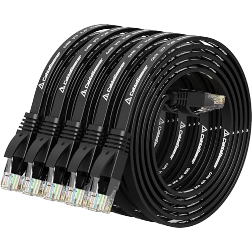 CableGeeker Cat 6 Flat Ethernet Cable 3ft 5Pack, 10Gbps, Black - color: Black-Flat, size: 3ft