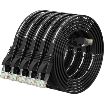 CableGeeker Cat 6 Flat Ethernet Cable 3ft 5Pack, 10Gbps, Black - color: Black-Flat, size: 3ft