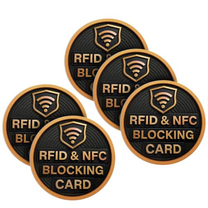 SaiTech IT 5 Pack Round Shape RFID Blocking Card for Credit Card, Black | Slim Anti-Theft Contactless NFC RFID Blocker Protector, Easily Fit into Wallet and Purse, for Men & Women - color: Black - Round