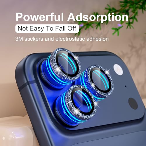 iPhone 17/16/15/14 Pro Max/Pro Camera Lens Protector Glitter - color: Glitter Dark Blue