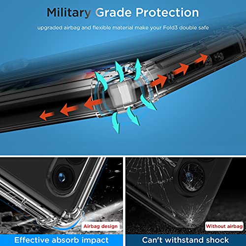 MAKAVO for Samsung Galaxy Z Fold 3 5G Case [Enhanced Corner Protection] Non-Yellowing Crystal Soft TPU Bumper Shockproof Hard Clear Back Cover 2021