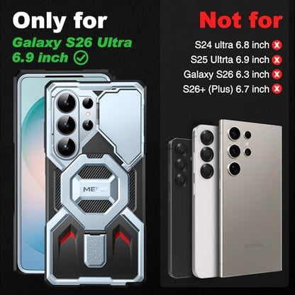 TONGATE Magnetic Stand for Samsung Galaxy S26 Ultra Case, Compatible with Magsafe, [Camera Cover & 2 Front Frames][Military Drop Protection]S26 Ultra Case Built-in Screen Protector & Belt Clip,SkyBlue - color: Sky Blue