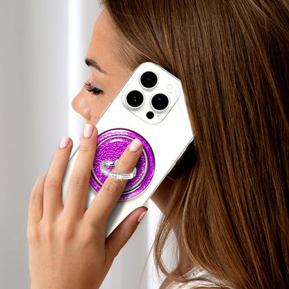 Purple Sparkly Magnetic Ring Grip for MagSafe, Bling Phone Stand - color: Purple