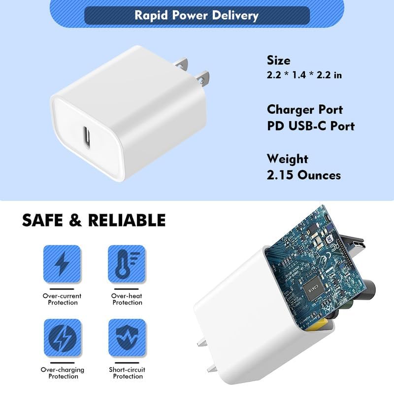 Fast iPhone Charger, [Apple MFi Certified] 2Pack 10FT Extra Long Quick USB C to Lightning Cable Cords + USB C Charger Block Fast iPhone Charging Adapter for iPhone 14 Pro Max/Plus/13/12/11/XS/XR/X/SE
