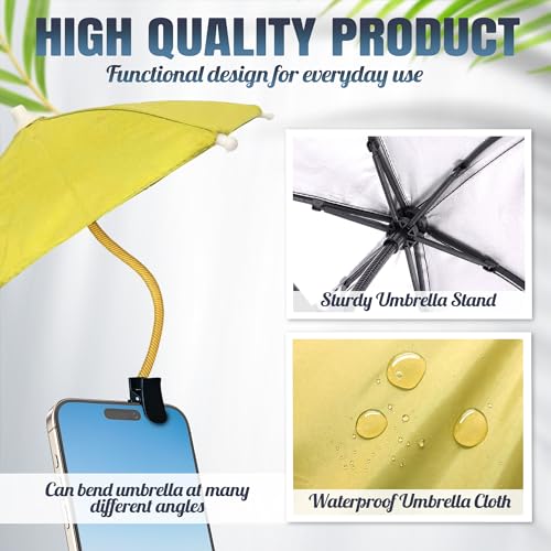 Phone Umbrella for Sun, Clip-On Phone Sun Shade, Universal Fit - color: Yellow