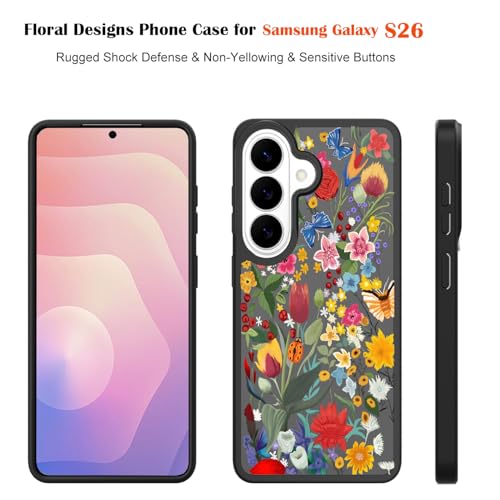 for Samsung Galaxy S26 5G Case: Cute Flowers Floral Design for Girls Women Translucent Matte Slim Soft TPU Bumper Shockproof Silicone Cell Phone Cover (Garden) - color: Wild Flower