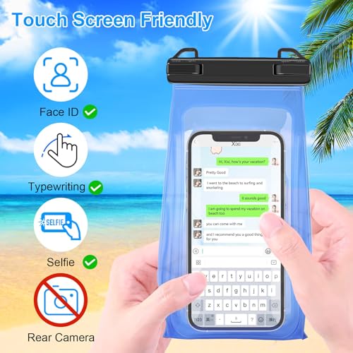 Large Capacity Waterproof Phone Pouch Floating, Waterproof Bag Case for iPhone 15 14 Pro Max 13 12 11 X XR 8 Plus Samsung Up to 6.9'', IPX8 Water Proof Phone Dry Bag for Swimming Kayaking, 1Pack - color: Larger Blue, 1 Piece